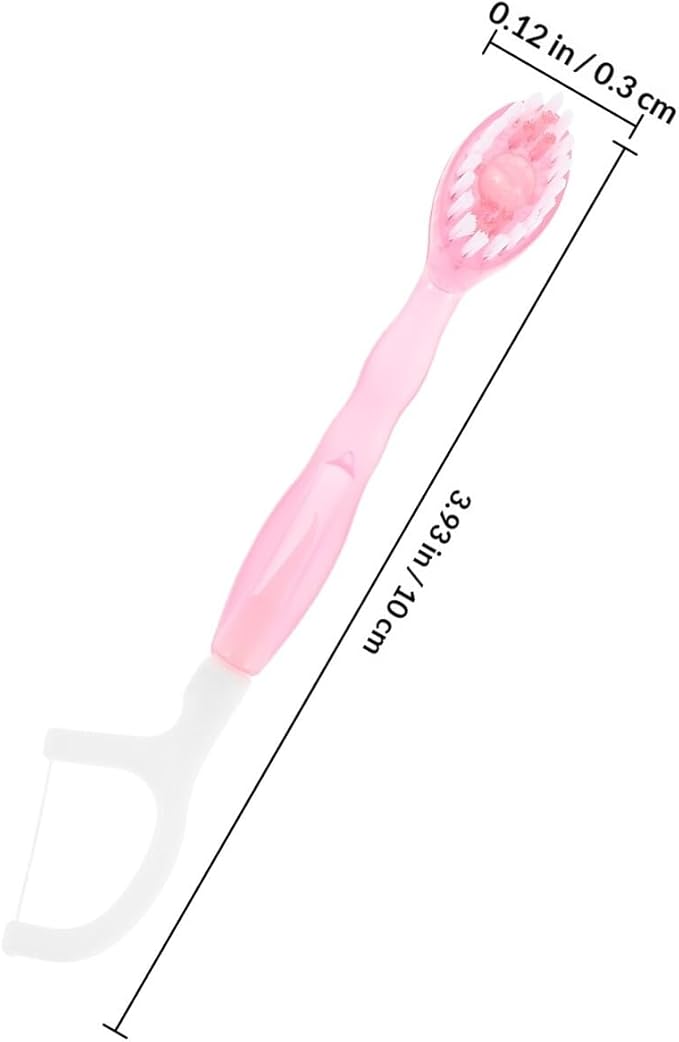 PartyKindom 10Pcs Mini Portable Disposable Toothbrush with Floss Soft Bristles Travel Oral Care On-The-Go Teeth Cleaning Set