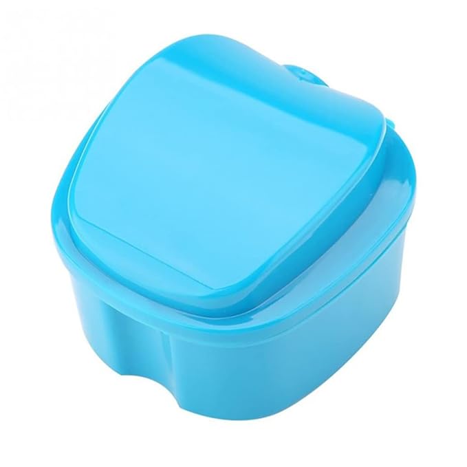 1PC Strong Denture Box With Simple Retrieval Tab Denture Bath Case False Teeth Storage Premium Mouth Guard Box Perfect To Safe Guard Dentures And Valuables(Blue)