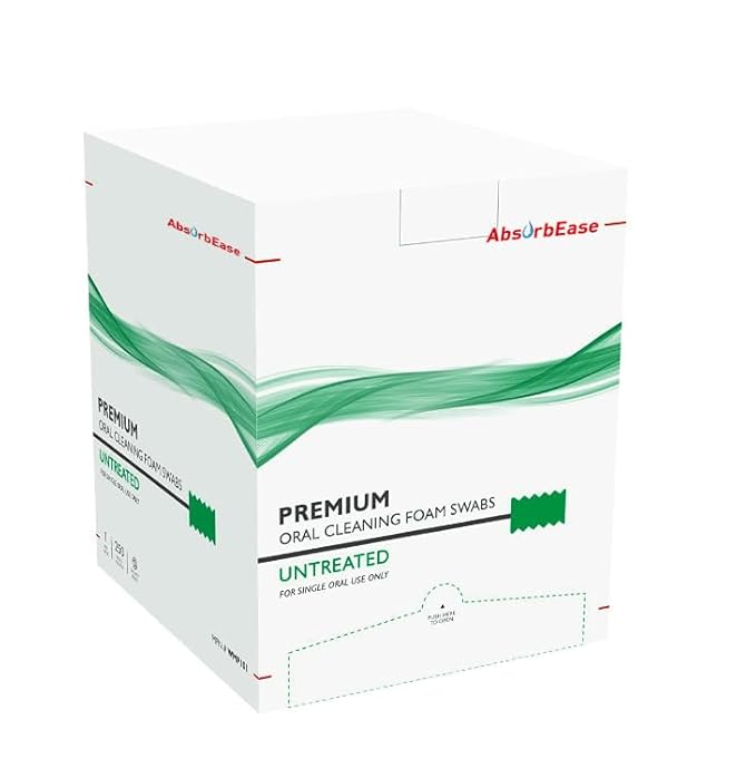 Premium Treated Oral Swabs - Disposable Soft Sponge Mouth Swabs - Disposable Oral Care Swabsticks - Individually Wrapped - 250 Count Box