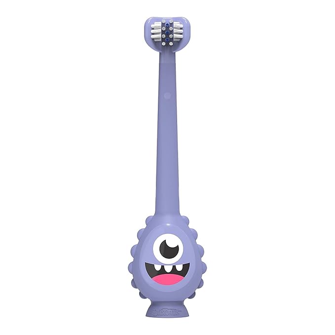 Dr. Brown's ToothScrubber Toddler Toothbrush Set, Monster with Strawberry Flavor Toothpaste