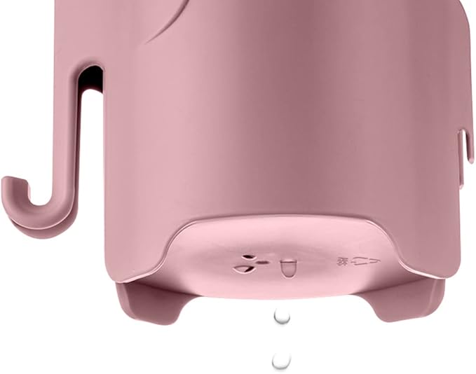 RyanLemon Elephant Toothbrush Holder for Toddler, Suction Cup Cute Toothbrush Holder for Kids, for Bathroom, with 3 Slots and 1 Hook, Pink