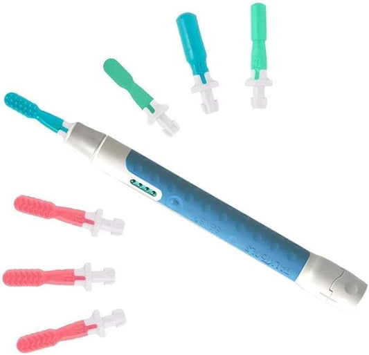 TalkTools Sensi Oral Sensory Therapy Tool with Soft Sensi Jaw Tips – 7-Piece Adjustable Sensory Stimulation Set for Oral Motor Awareness & Feeding Skill Development – (Ocean Blue)