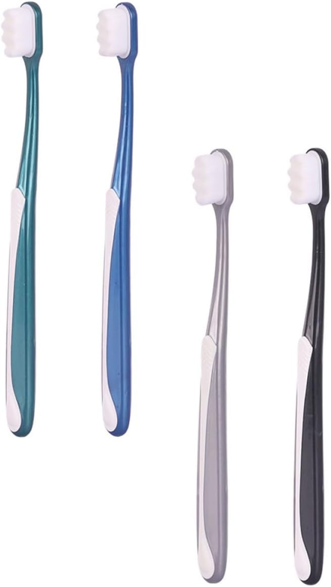 4pcs Japanese-Style Large Head Toothbrushes for Adults Soft Bristle Handheld Tooth Cleaning Tools with Flexible Bristles for Plaque Removal and Gum Care Random Colors Random Color