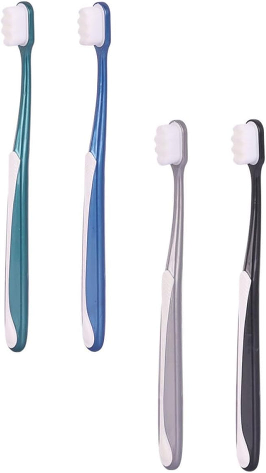 Adult Large Soft Bristle Toothbrush 4pcs, Flexible Handheld Tooth Brush Set for Household Oral Care, Suitable for Seniors and Daily Teeth Cleaning Random Color Random Color