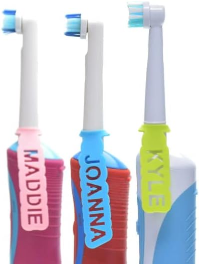 Personalized Labels for Toothbrush. Custom Toothbrush Name Tags. Identifier and Organizer Accessories for Bathroom Storage & Decor. Set of 2 Silicone Markers - Different Names and Colors