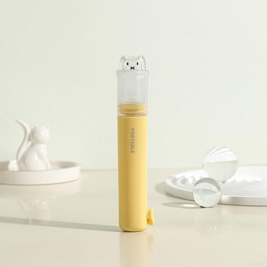 Portable 2-in-1 Travel Toothbrush Set with Compact PP Case and Soft Bristles for Gentle Cleaning, Integrated Toothpaste Storage Holder for On-the-Go Dental Care(Yellow)