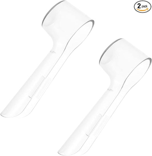 2 Pack Toothbrush Head Covers, Toothbrush Cover Caps Compatible with Oral B Electric Toothbrush Round Heads (Transparent)