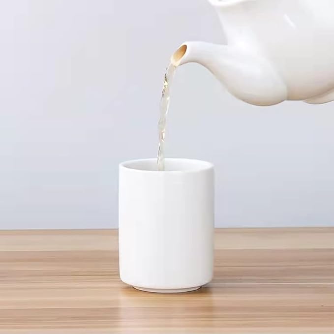 Ceramic Cup Toothbrush Holder, Makeup Brush Holder, Bathroom Organizer, Juice, Milk Cups, 2pcs (White & Black)