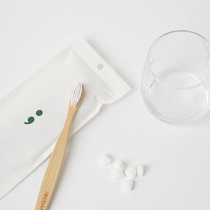 ECOAND Greenerb Dental Kit - Eco-Friendly Bamboo Toothbrush & Solid Toothpaste Tablets | Travel & Zero-Waste Oral Care Set