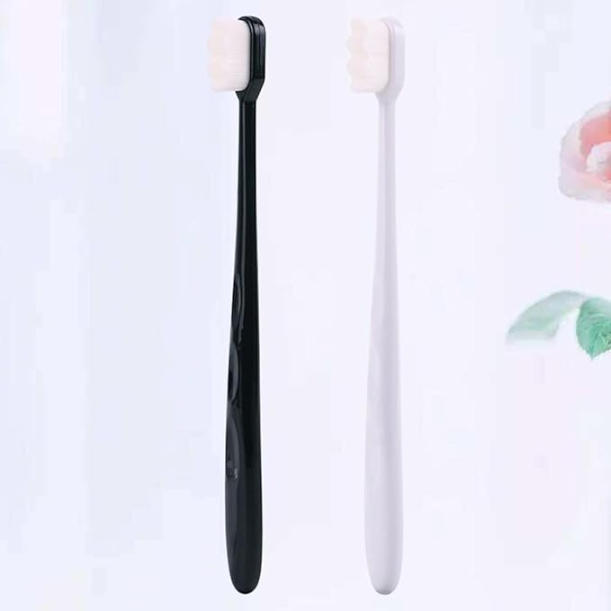 2PCS Wave Bristle Plastic Handle Toothbrushes Portable Travel for Home Camping Lightweight Soft Manual Brushes with Comfortable Grip