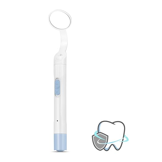 Rechargeable LED Dental Mirror with USB Charging Function, Anti-Fog Mirror Surface, White & Yellow Dual Lighting, Detachable Design for Easy Cleaning(Blue)
