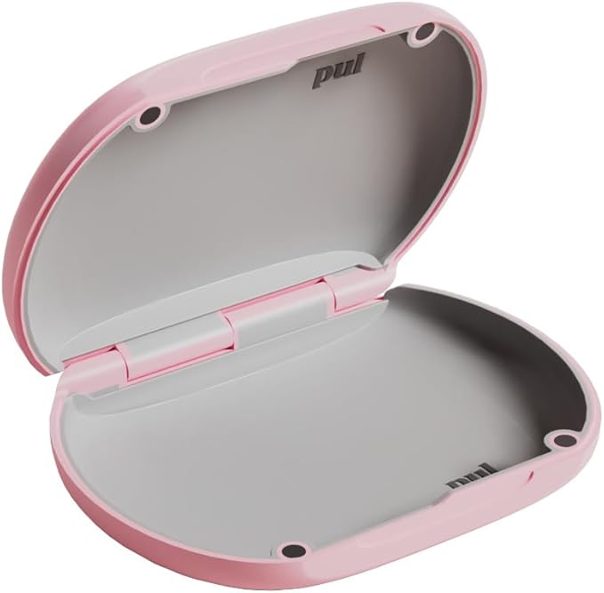 PUL Clear Aligner & Retainer Case – for Invisalign, Partial Dentures, Mouth & Night Guards, PUL Removal Tool, Dental Removables – Plastic Holder w/Secure Magnet Closure, Sleek & Slim Design – Pink
