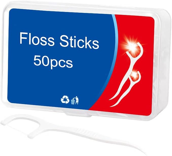 300 Count (6 Packs of 50) Disposable Flossers,Dental Floss Picks, Tooth Picks Flossers with 6 Travel Handy Cases for Family,Helps to Fight Tooth Decay and Keep Your Teeth Clean