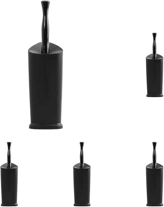 Casabella Toilet Bowl Brush with Canister Storage Caddy and Splashgaurd, Black (Pack of 5)