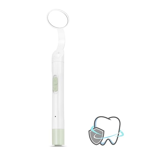Rechargeable LED Dental Mirror with USB Charging Function, Anti-Fog Mirror Surface, White & Yellow Dual Lighting, Detachable Design for Easy Cleaning(Green)