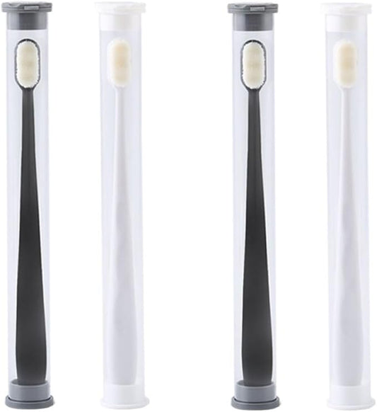 SOESFOUFU Micro-Nano Bristle Toothbrush 4Pcs Set Soft Bristles Oral Cleaning Brush for Adults Household Teeth Cleaning Tool with Flat and Wave Heads for Daily Oral Care