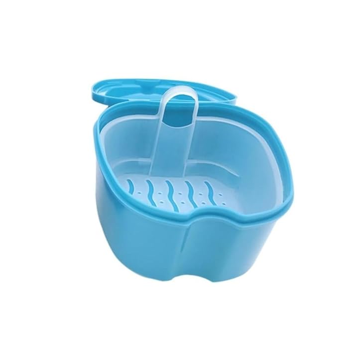 1PC Strong Denture Box With Simple Retrieval Tab Denture Bath Case False Teeth Storage Premium Mouth Guard Box Perfect To Safe Guard Dentures And Valuables(Blue)