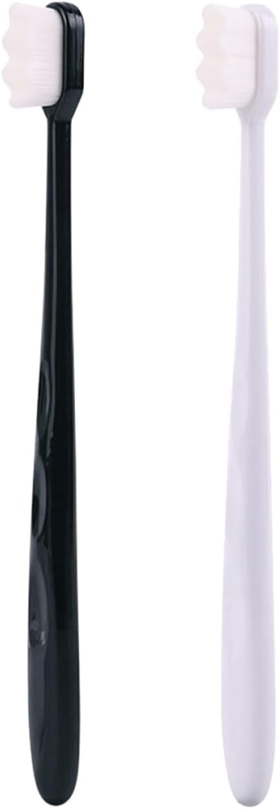 2PCS Wave Bristle Plastic Handle Toothbrushes Portable Travel for Home Camping Lightweight Soft Manual Brushes with Comfortable Grip