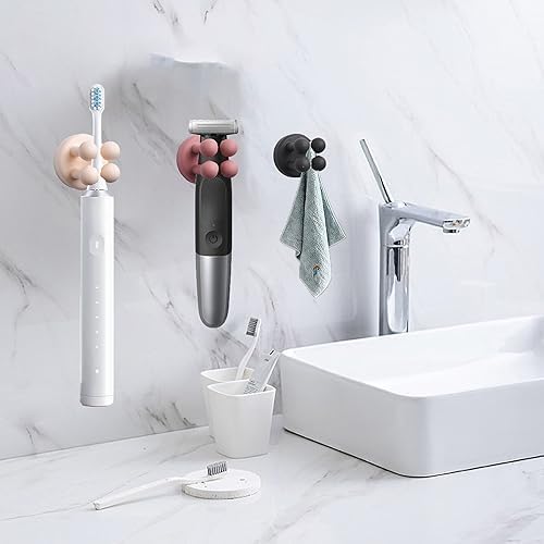 6pcs Silicone Toothbrush Holder, Waterproof Multi-Functional self-Adhesive Hook, for Hanging Keys and Towels, Suitable for Kitchen, Bathroom and Office