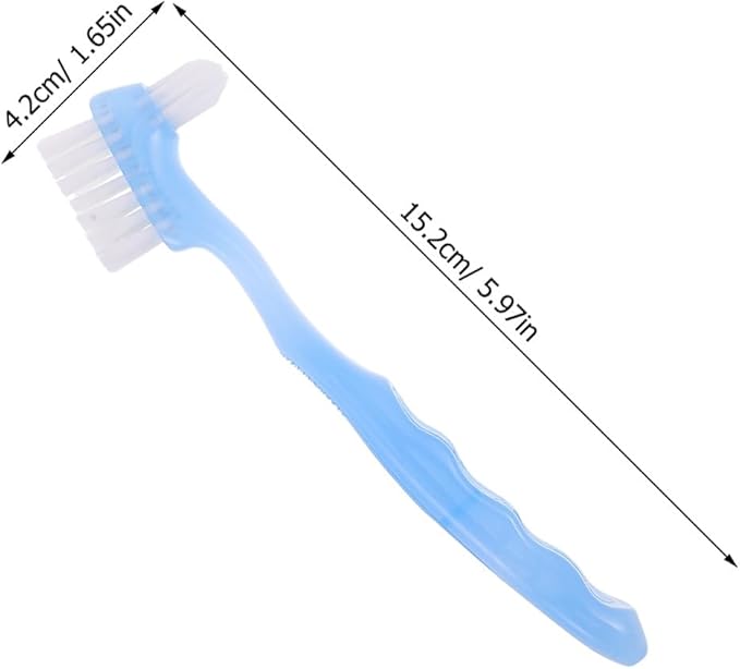 GALPADA 4pcs Denture Toothbrushes - Adults Double Sided Brush for False Teeth Cleaning - Adaptive Dental Cleaning Brush for Elderly Retainer Care Supplies
