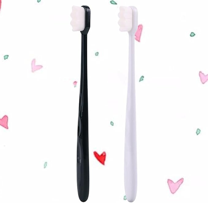 TEHAUX 2PCS Portable Wave Bristle Toothbrushes with Ergonomic Handles for Adults Soft Curved Corner Brushes Lightweight Travel and Home Oral Care