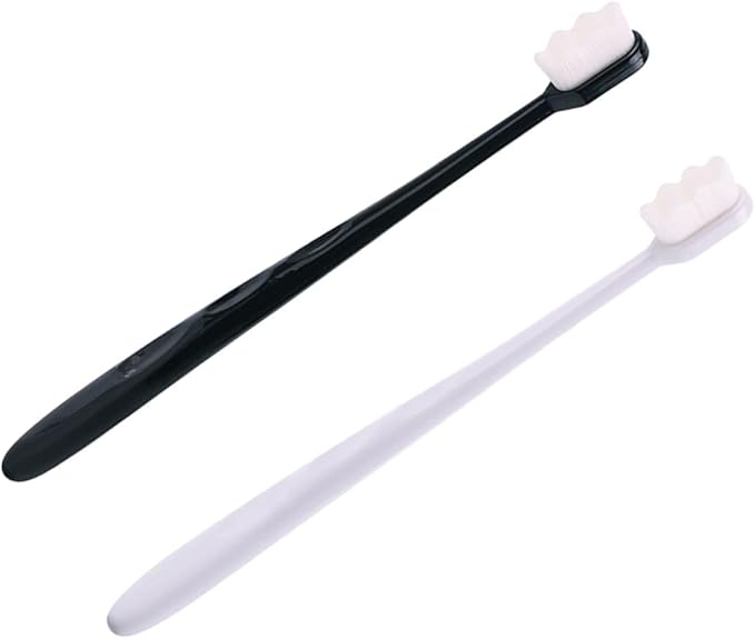 TEHAUX 2PCS Portable Wave Bristle Toothbrushes with Ergonomic Handles for Adults Soft Curved Corner Brushes Lightweight Travel and Home Oral Care