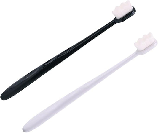 TEHAUX 2PCS Portable Wave Bristle Toothbrushes with Ergonomic Handles for Adults Soft Curved Corner Brushes Lightweight Travel and Home Oral Care
