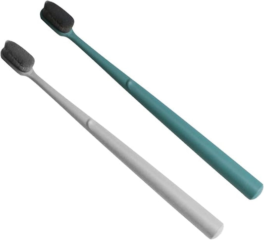 Adult Nylon Bristle Toothbrushes 2Pcs Portable Soft Manual Teeth Cleaning Tool for Travel and Daily Oral Care Random Color Random Color