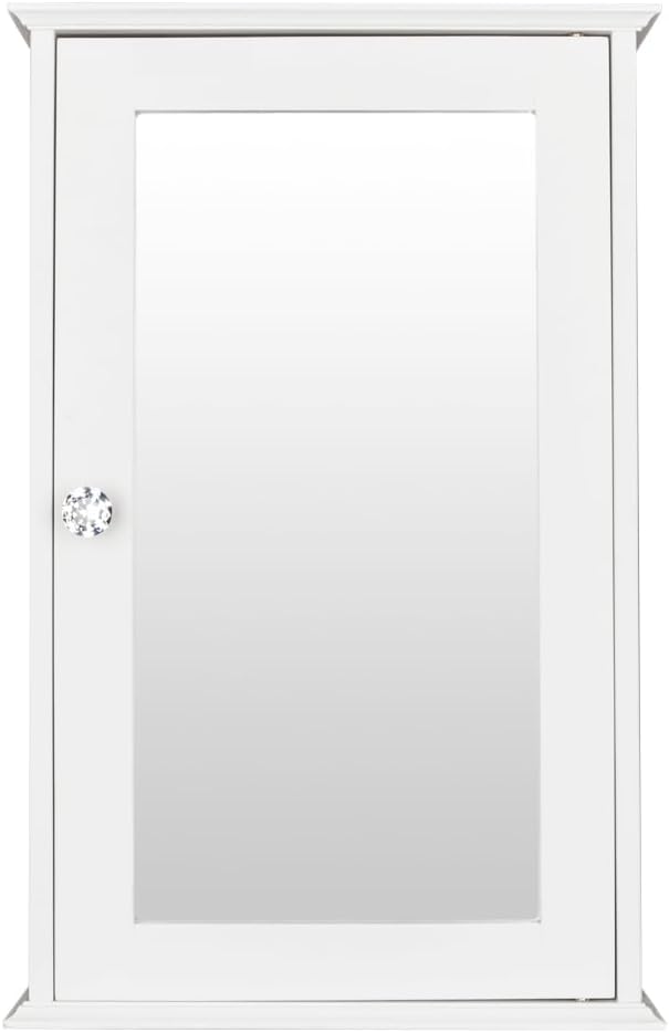 Bonnlo Bathroom Cabinet Wall Mount Mirrored Medicine Cabinet Storage Organizer with Single Door and 2 Adjustable Shelves White