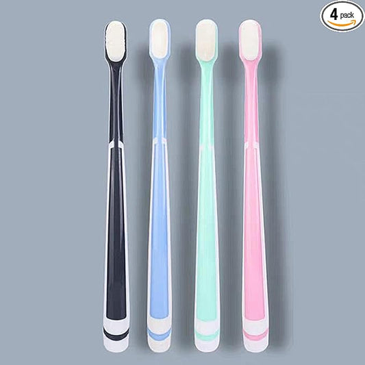 Special Soft Adult Toothbrush with 10000 Micro Nano Bristles, Compact Head & 4-Piece Set, for Sensitive Teeth & Gum Recession, Single Layer Independent Packaging