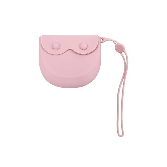 1PC Silicone Retainer Case with Lanyard, Cute Vent Holes Denture Box, Mouth Guard Case Travel Holder for Girls, Women, Men (Pink with Lanyard)