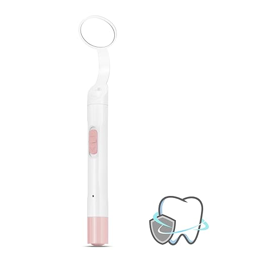 Rechargeable LED Dental Mirror with USB Charging Function, Anti-Fog Mirror Surface, White & Yellow Dual Lighting, Detachable Design for Easy Cleaning(Pink)