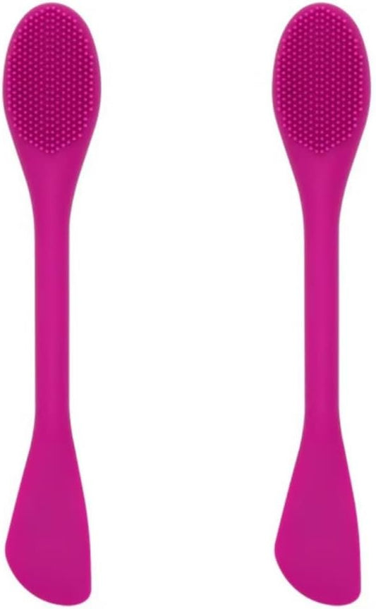 Silicone Cleansing Brush 2pcs(Rose Pink),Mask Applicator and Skincare for Pore Cleansing，Exfoliating Face Scrubber,Makeup Removal Brush