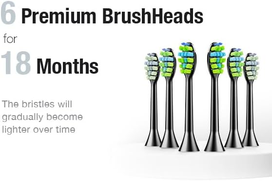 7AM2M Ultrasonic Electric Toothbrush with 6 Brush Heads for Adults&Kids, Type C Charging, One Charge for 120 Days, 5 Modes&40000VPM Powered Toothbrush, 3 Minutes Built in Smart Timer (Black)