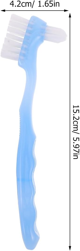 GALPADA 4pcs Denture Toothbrushes - Adults Double Sided Brush for False Teeth Cleaning - Adaptive Dental Cleaning Brush for Elderly Retainer Care Supplies