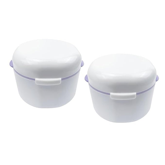 2PCS Retainer Cleaner Case, SENLIN DENTAL Double-layer Hollowed-out Draining Braces Denture Bath Case for Aligner, Retainers, Mouth Guard, Night Guard, Travel Cleaning