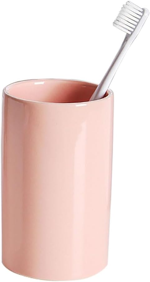 Pink Ceramic Toothbrush Holders, Bathroom Tumbler Cups,Toothbrush Cup, Bathroom Counter Organizer(300ml)
