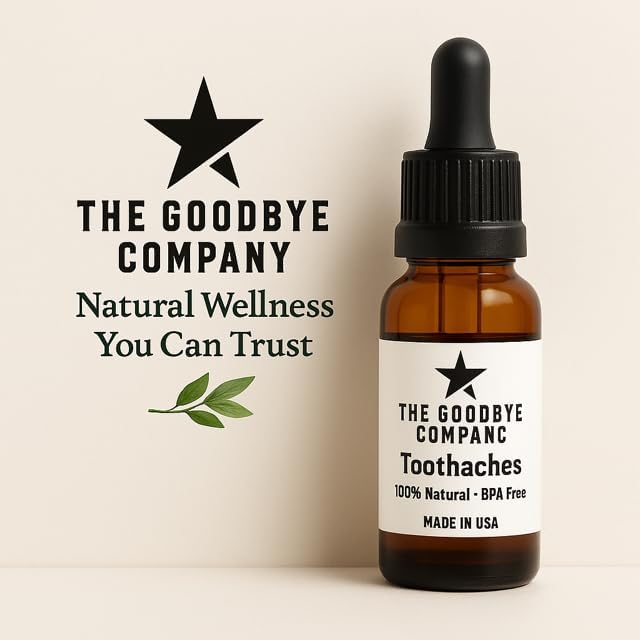The Goodbye Company Organic Clove Toothache Relief Oil – Undiluted Blend with Peppermint Leaf, Sea Buckthorn & Castor Oil – Natural Tooth & Gum Comfort Formula – 15 mL Glass Dropper – Made in USA