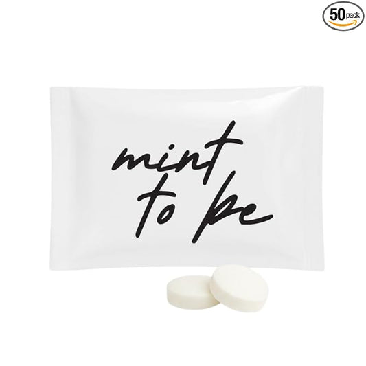 SIMPLY Peppermint "Mint to Be" Individually Wrapped Breath Mints in Bulk, 50 Packets (2 per Packet) | Wedding, Bridal Shower, Bachelorette, Party Favors