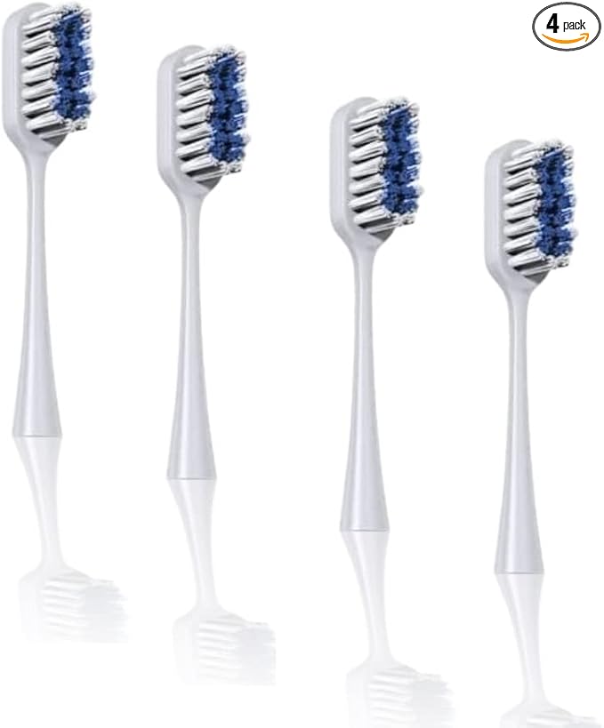 4-Pack Pop Sonic Replacement Toothbrush Heads - Compatiable w/Go Plus - Toothbrush Head w/Super Soft Dupont Tynex Nylon Bristles