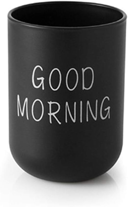 Tumbler Cup Good Morning Cup Toothbrush Holder Toothbrush Cup for Holding Normal Toothbrushes 330ml Lightweight Nice for Home and Travel (Black)