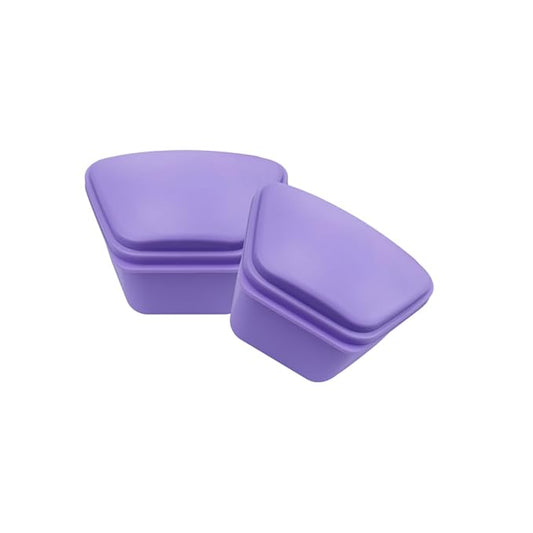 2PCS Trapezoid Retainer Case, Convenient Mouth Guard Cases, Multicolored Denture Bath Box for Aligner, Retainers, Mouth Guard, Night Guard, Travel Cleaning