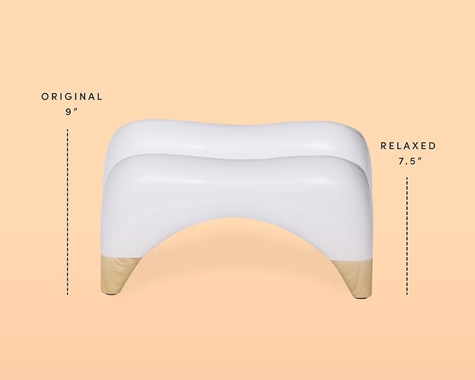 TUSHY Ottoman: A Premium Toilet Stool for The Bathroom, Modern Sleek Design | Squatting Position Helps Improves Bowel Health & Relieves Constipation (Relaxed 7.5" White/Bamboo)