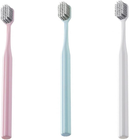 3pcs Soft-Bristle Toothbrush for Adults Ultra-fine Spiral Bristles for Deep Teeth Cleaning PP Material Lightweight Portable Design for Everyday Oral