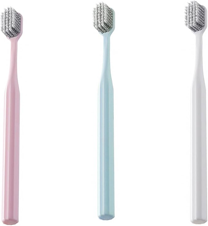VILLCASE Soft-Bristle Toothbrush Set 3pcs, Ultra-fine Spiral Bristles, Manual Toothbrush for Adults, Personal Oral Care for Daily Use