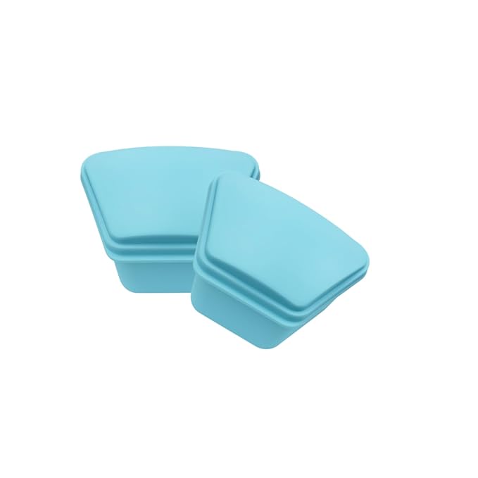 2PCS Trapezoid Retainer Case, Convenient Mouth Guard Cases, Multicolored Denture Bath Box for Aligner, Retainers, Mouth Guard, Night Guard, Travel Cleaning