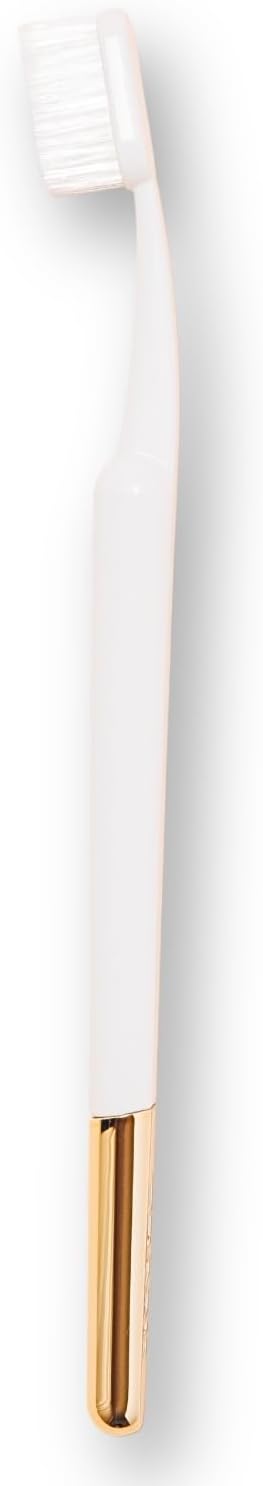 TRASK The Better Brush - Luxury Soft Bristle Dentist Designed Manual Toothbrush for Adults, Maine Cottage with Gold
