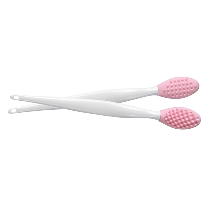 Silicone Lip Brush Double Sided Nose Scrubber Soft Manual Blackhead Cleaner 2PCS Exfoliating Lip Brush Double Sided Nose Brush Manual Blackhead Brush Soft Lip Cleaner