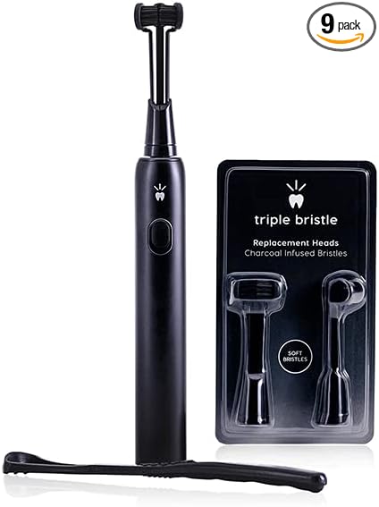 Triple Bristle MAX 3-Sided Sonic Toothbrush and Replacement Heads Bundle