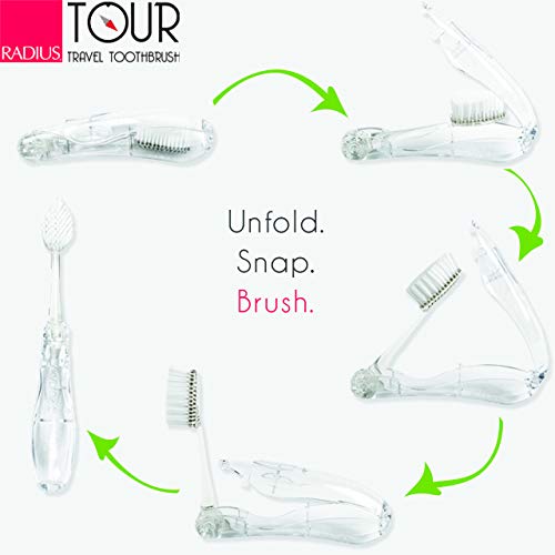 RADIUS Tour Travel Brush & Case with Replaceable Brush Head ADA Accepted Toothbrush Improve Gum Health - Smoke - Pack of 1